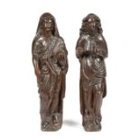 A pair of carved oak figures, North European, early 17th century