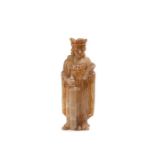 A small alabaster figure of St Catherine, medieval style