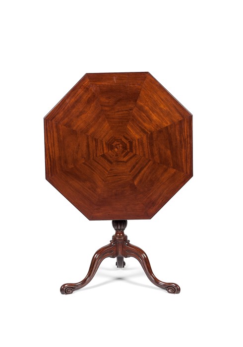 A George III carved mahogany octagonal tripod table attributed to Thomas Chippendale - Image 2 of 4