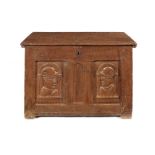 An oak chest, French, circa 1500