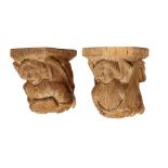 A pair of oak corbels, possibly East Anglian, circa 1450