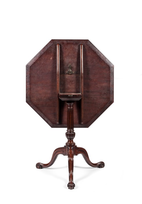 A George III carved mahogany octagonal tripod table attributed to Thomas Chippendale - Image 3 of 4