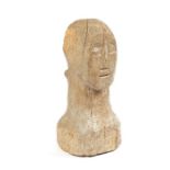 A carved beechwood head, French, early 20th century