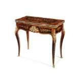 A mid-19th century French tulipwood, floral marquetry serpentine card table by Atelier Leger