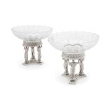 A pair of 19th century German silver comport stands, third quarter of 19th century
