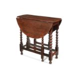 A small William and Mary elm gate-leg table, circa 1690