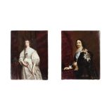 A pair of late 19th c. painted porcelain plaques of Charles I and Henrietta Maria of France