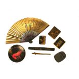 A group of Japanese objects, mostly Meiji period