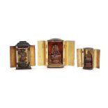 Three Meiji period small black lacquer portable shrines (zushi)