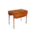 A George III rosewood, burr yew and satinwood banded pembroke table