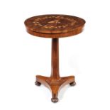 A Regency rosewood and sycamore marquetry occasional table