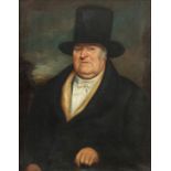 English School (19th century), Portrait of a man, wearing a top hat