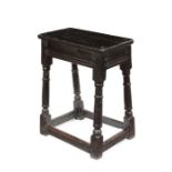 A 17th century and later ebonised oak joint stool