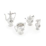 A fine Victorian silver four-piece tea and coffee set by George Angell, London, 1865