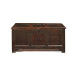 A Charles I oak panelled chest, early 17th century