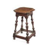 A 17th century and later oak joined stool
