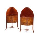 A close pair of Regency bowfront washstands/cupboards attributed to Gillows