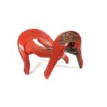 A red lacquered kura/saddle