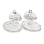 A pair of George III shaped oval silver meat dishes by William Fountain, London, 1802