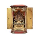 A late Edo period red lacquer portable shrine (zushi)