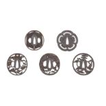 Five iron sukashi tsuba