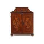 An early 18th century German walnut and sycamore marquetry table cabinet
