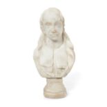 A carved white marble bust of the poet John Milton (1609-1674), 18th century