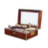 A 19th century French mahogany and brass bound gentleman's travelling box by Aucoc Ainé