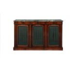 A Regency rosewood, brass inlaid and mounted side cabinet