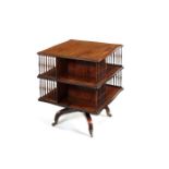 A Regency rosewood and mahogany revolving bookcase