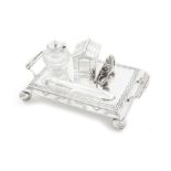 A good Victorian silver plated novelty inkstand, circa 1870