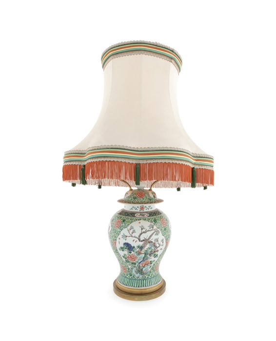 A late 19th/early 20th century famille verte vase lamp base