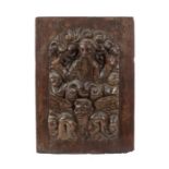 A carved oak wall panel of God the Father