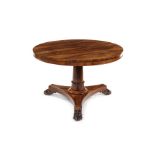 A small Regency rosewood centre or breakfast table