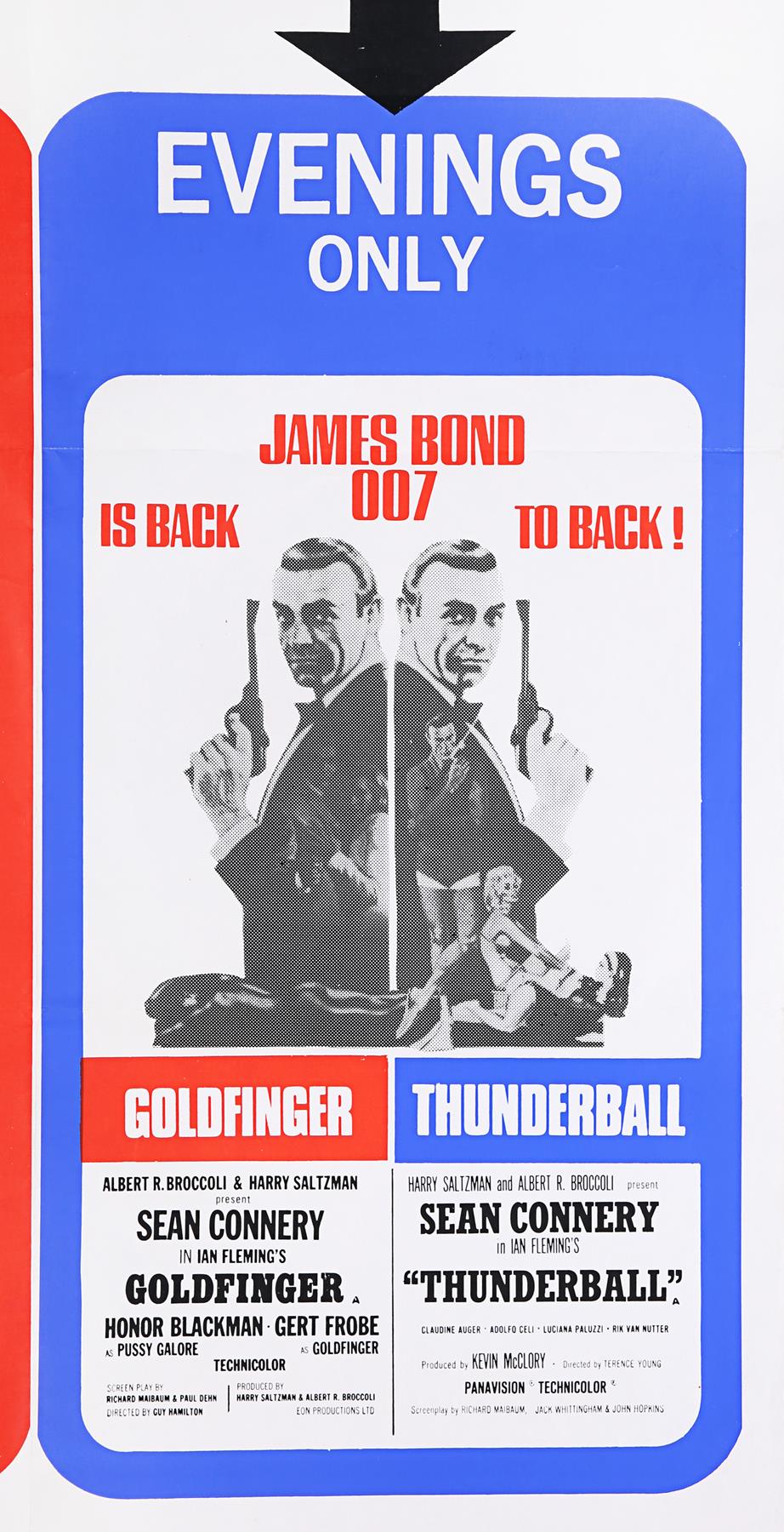 GOLDFINGER (1964)/THUNDERBALL (1965)/THUNDERBIRD 6 (1968) - UK Double Crown Poster, 1968 Re-Release - Image 3 of 5