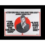 THE MAN WITH THE GOLDEN GUN (1974)/LIVE AND LET DIE (1973) - UK Quad Double-Bill Poster, 1975 Re-Rel