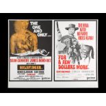 GOLDFINGER (1964) / FOR A FEW DOLLARS MORE (1965) - UK Quad Double-Bill Poster, 1969 Re-Release