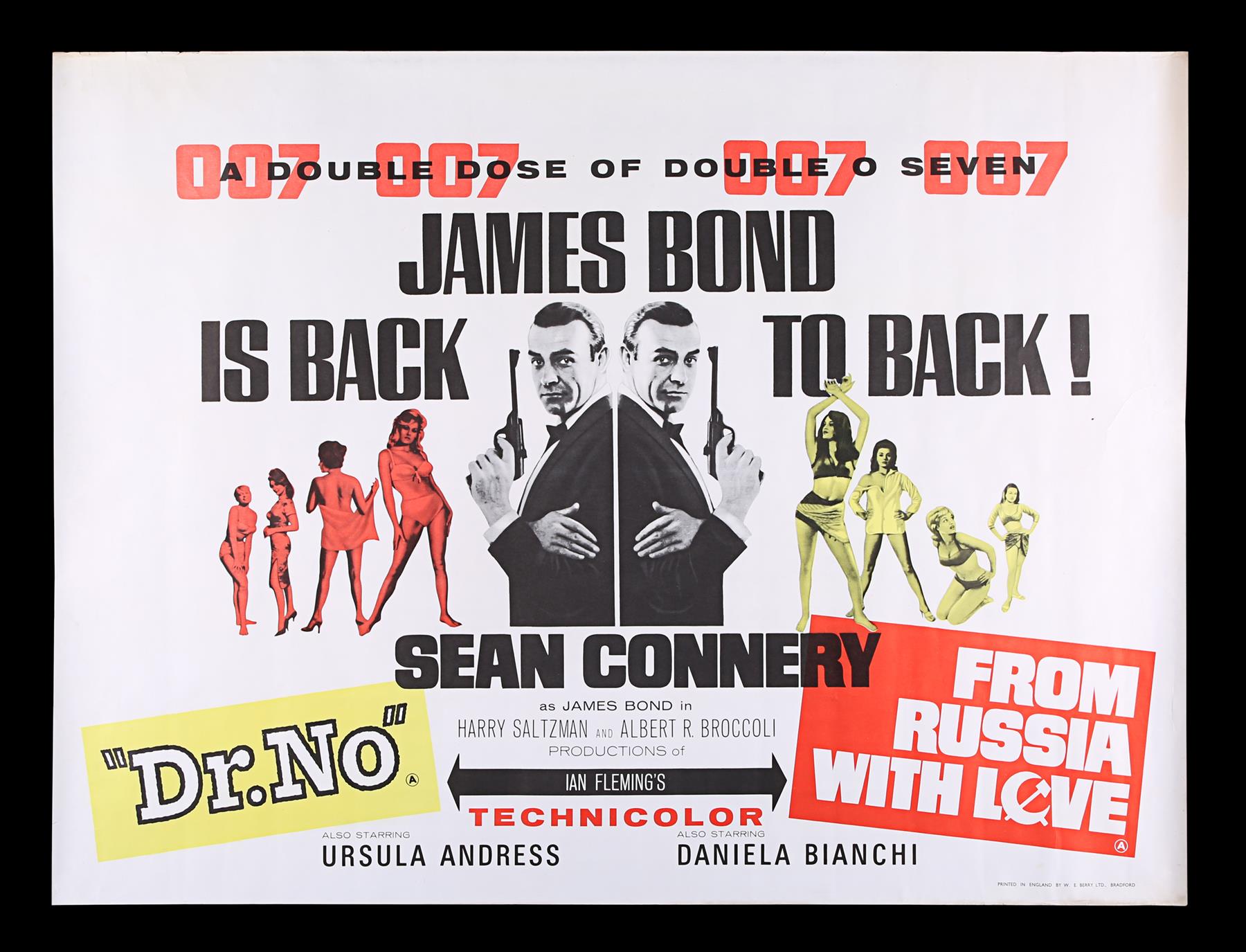 DR. NO (1962) / FROM RUSSIA WITH LOVE (1963) - UK Quad Double-Bill Poster, 1965 Re-Release