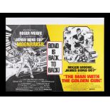 MOONRAKER (1979) / THE MAN WITH THE GOLDEN GUN (1974) - UK Quad Double-Bill Poster, 1980 Re-Release