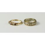 A 9ct gold and paste ring, 1.7g, size I, together with a 9ct gold and paste band, 2.4g.