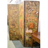 A Victorian three fold screen, with decoupage finish.