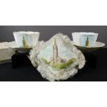 W Cammack & Son of Grantham; Grantham Church commemorative cushion together with two cups and