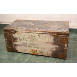 A military chest labelled Wittering, Stamford, together with contents of tools.