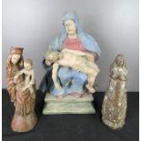 An 18th century Italian polychrome carving; The Pieta, together with the Madonna & Child, and the