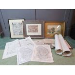 A group of maps including Rutland, Lincolnshire, Cheshire, together with framed examples, and a 19th