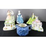 A group of Royal Doulton figures; Melanie, Regina, Secret Thoughts, together with two Coalport