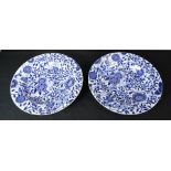 A pair of blue and white plates, Indian Empress pattern by Whitehead & Moore.