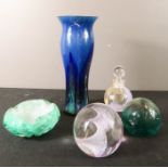 A group of glass, some Caithness to include two paperweights, vase, ashtray and perfume bottle.