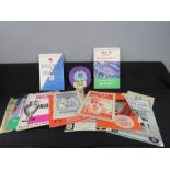 A group of football programs and memorabilia including Chelsea, Derby County, Man United, Chelsea,