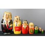 A set of Russian nesting dolls; Presidents.